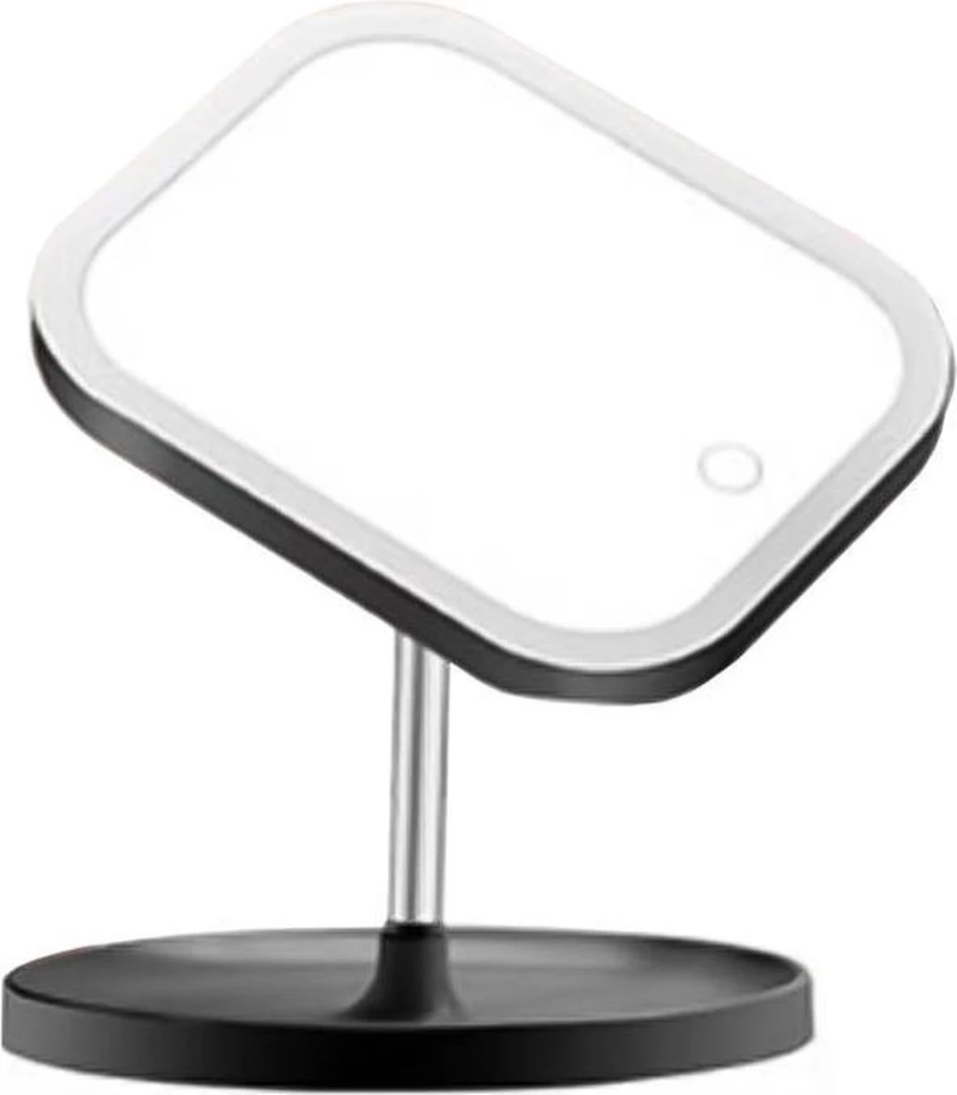 LYVION Make-up Spiegel Op Standaard Met LED / Met 3 Lichtkleuren / Make-up Spiegel / Make-up Standaard / Werkt Op 4 AAA-batterijen Of Micro USB Kabel / Touch - Zwart 2 LYVION Make-up Spiegel Op Standaard Met LED / Met 3 Lichtkleuren / Make-up Spiegel / Make-up Standaard / Werkt Op 4 AAA-batterijen Of Micro USB Kabel / Touch - Zwart - Afbeelding 2