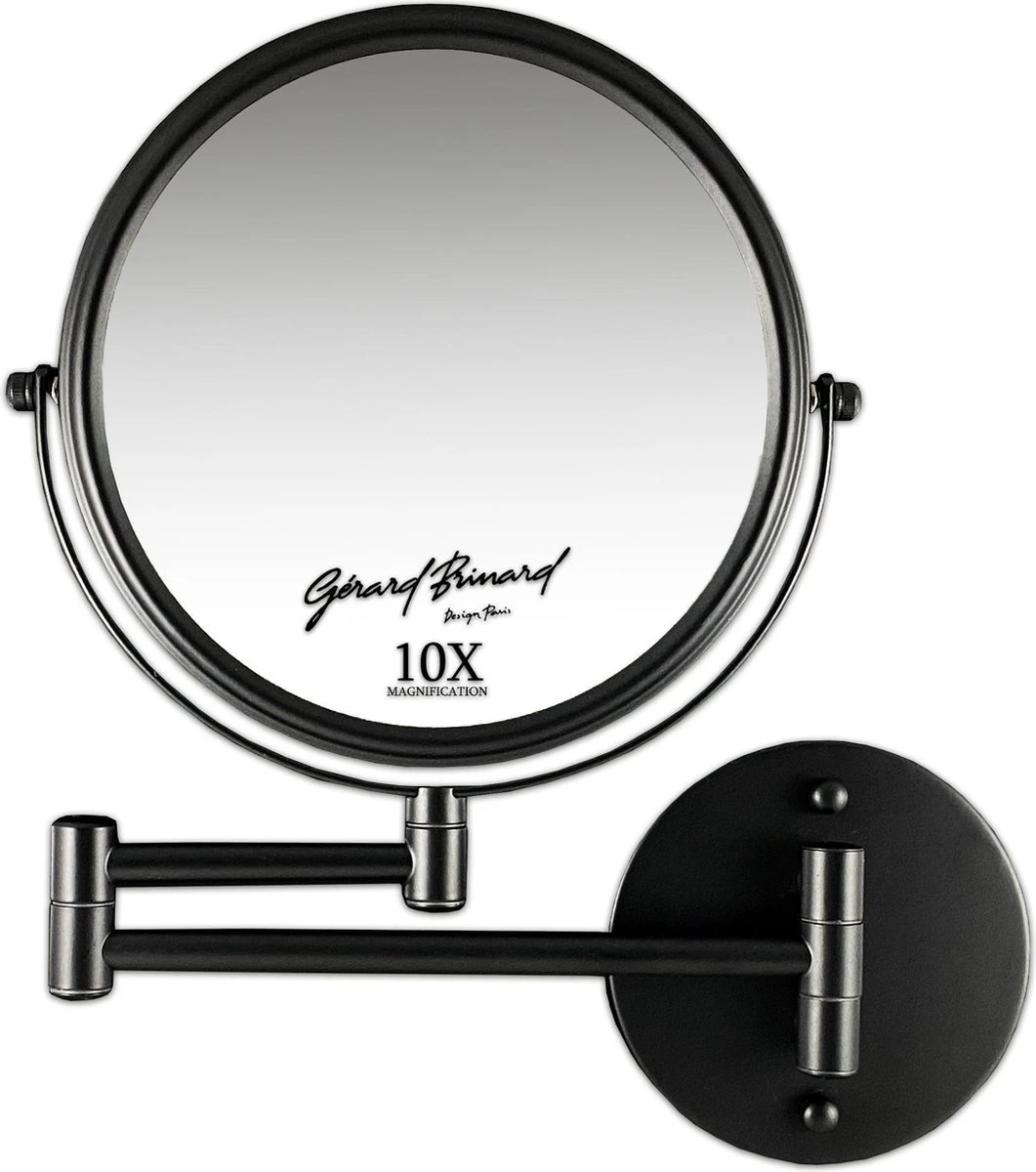 Make-up Wandspiegel Knikarm Mat Zwart - 10x Vergroting 20cmØ 3 Make-up Wandspiegel Knikarm Mat Zwart - 10x Vergroting 20cmØ - Afbeelding 3