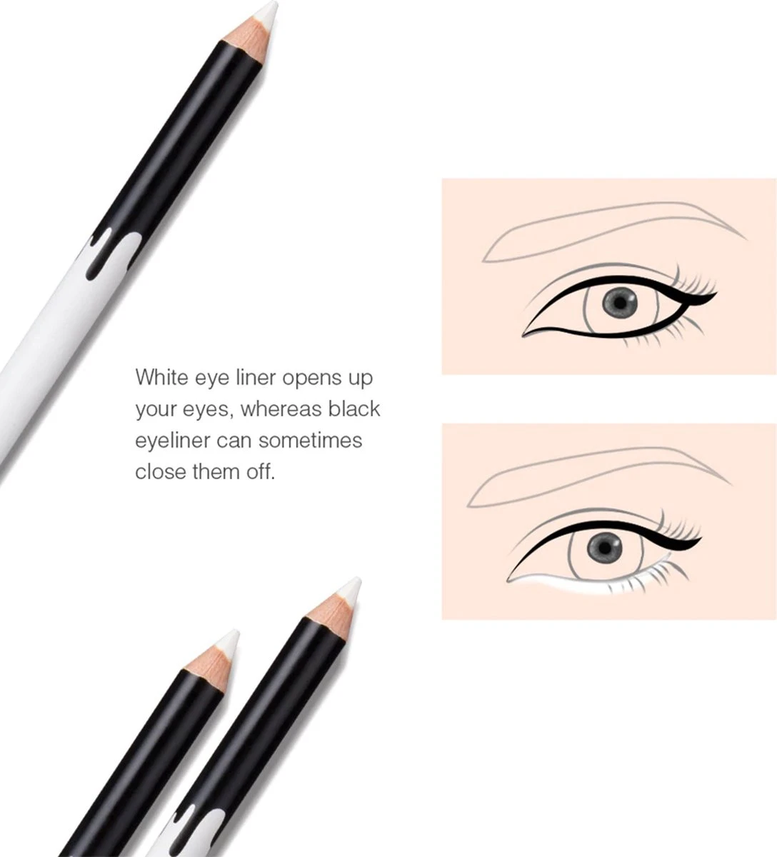 Witte Soft Eyeliner - 2 Stuks - Zachte Eyeliner - White Eyeliner - 2 Pieces - 6 Witte Soft Eyeliner - 2 Stuks - Zachte Eyeliner - White Eyeliner - 2 Pieces - - Afbeelding 6