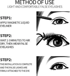 Yermin Beauty Magnetische Wimpers Met Eyeliner Pen Set - Magnetic Lashes - Magneet - 10 Sets Nepwimpers Met 2 Eyelinergel En 1 Applicator - Zwart -Cosmetica winkel 1099x1200