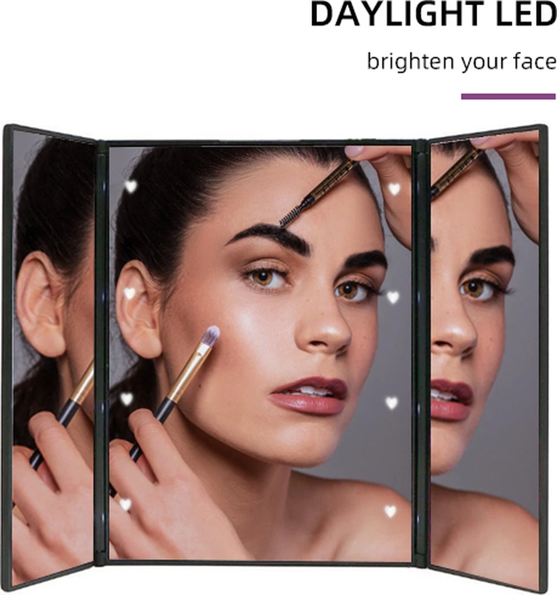 Spiegel Met LED Verlichting - Make-upspiegel - Zwart 6 Spiegel Met LED Verlichting - Make-upspiegel - Zwart - Afbeelding 6