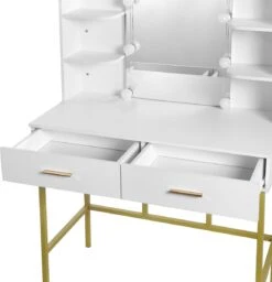 Hollywood Make Up Spiegel & Tafel - Met LED Verlichting - 2 Lades - Wit 8 Hollywood Make Up Spiegel & Tafel - Met LED Verlichting - 2 Lades - Wit -Cosmetica winkel 1156x1200 3