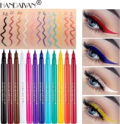 HANDAIYAN 12 Kleuren Mat Sneldrogend Niet Gemakkelijk Uit Te Vegen Kleur Eyeliner Set Make-up Show -Cosmetica winkel 1158x1200