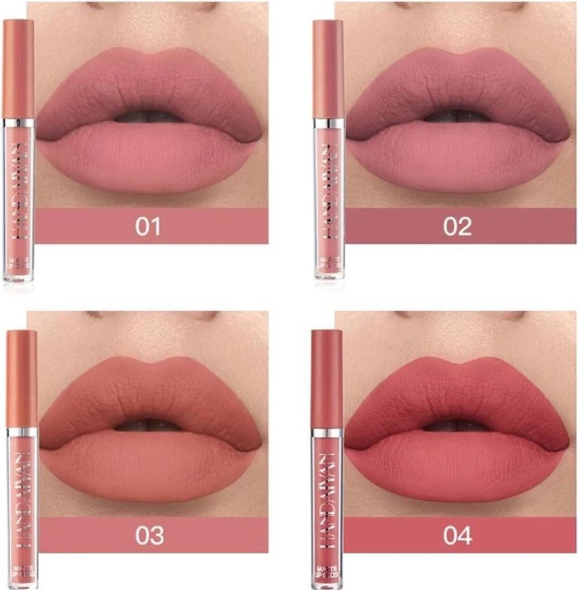 Set Van 6 X Matte Lip Gloss Nude | Lipgloss Matte Set | Waterproof | Nude Kleuren 4 Set Van 6 X Matte Lip Gloss Nude | Lipgloss Matte Set | Waterproof | Nude Kleuren - Afbeelding 4