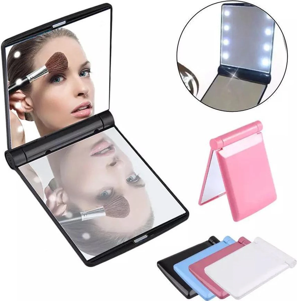 Compacte Make-up Spiegel- LED Mirror- Inklapbaar Met Verlichting- Draagbare Mini Make-up Spiegel 5 Compacte Make-up Spiegel- LED Mirror- Inklapbaar Met Verlichting- Draagbare Mini Make-up Spiegel - Afbeelding 5