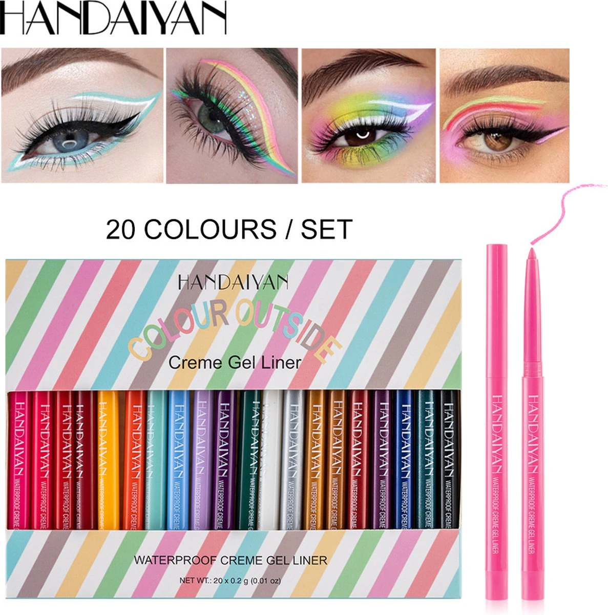 HANDAIYAN Sneldrogend Waterdicht En Niet Gemakkelijk Uit Te Vegen Kleur Eyeliner 20 Kleuren 1 HANDAIYAN Sneldrogend Waterdicht En Niet Gemakkelijk Uit Te Vegen Kleur Eyeliner 20 Kleuren
