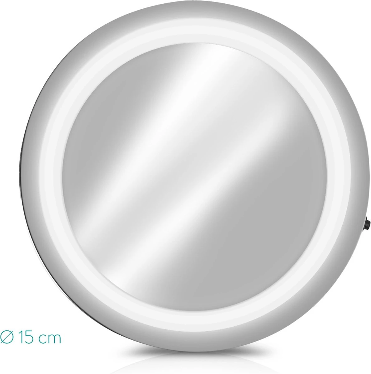 Navaris LED Make-up Spiegel - Vergrotende Cosmeticaspiegel - 360° Draaibaar - 5x Vergroting - Met Zuignap - Badkamerspiegel - Reisspiegel - Zilver 2 Navaris LED Make-up Spiegel - Vergrotende Cosmeticaspiegel - 360° Draaibaar - 5x Vergroting - Met Zuignap - Badkamerspiegel - Reisspiegel - Zilver - Afbeelding 2