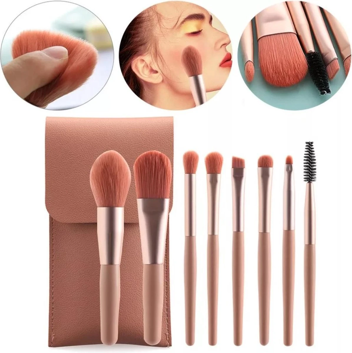 Professionele 8-Delige Make-Up Kwasten Set - Roze - Make-Up Brush Set - Poeder Kwast - Luxe Lederen Opberg Etui - Make Up Reis Etui - Cosmetica 1 Professionele 8-Delige Make-Up Kwasten Set - Roze - Make-Up Brush Set - Poeder Kwast - Luxe Lederen Opberg Etui - Make Up Reis Etui - Cosmetica