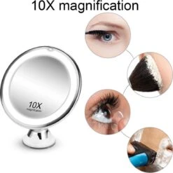 Merkloos Make-Up Spiegel Met Led Verlichting En Zuignap - 360° Verstelbaar 10x Vergroot -Cosmetica winkel 1198x1200 36