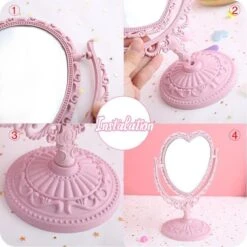 Kawaii Roze Makeup Spiegel - Hart Spiegel - Dubbelzijdig - Makeup Mirror -Cosmetica winkel 1198x1200 38
