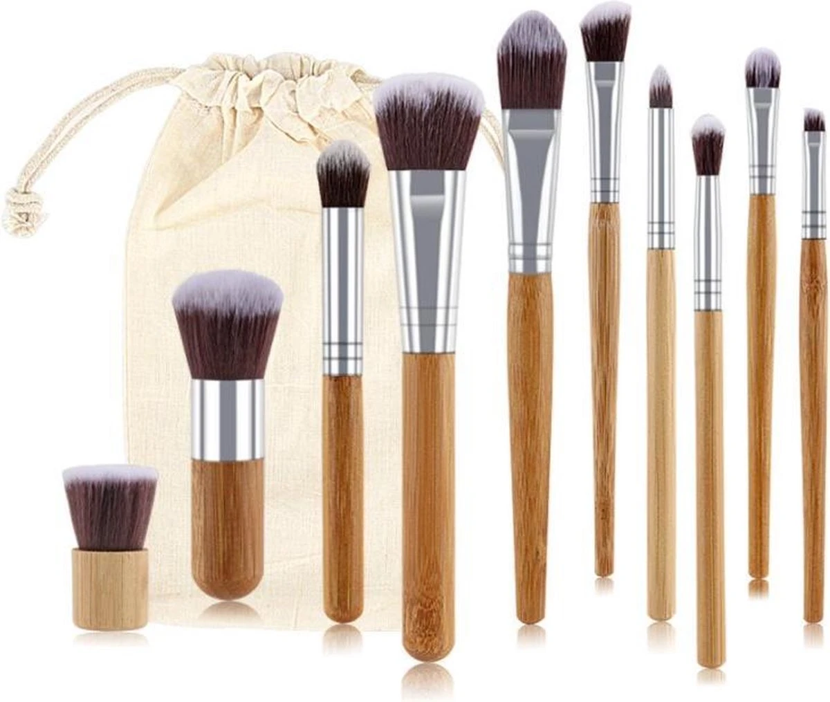 Evvie Make-up Kwasten Set, 11-delig – Bamboe – Basic Collection 1 Evvie Make-up Kwasten Set, 11-delig – Bamboe – Basic Collection