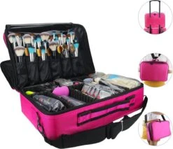 Cosmetica Koffer - Make-up Koffer Met Verstelbare Vakken - Visagie En Nagelstyliste Beauty Koffer - 37x27x13CM - Roze 21 Cosmetica Koffer - Make-up Koffer Met Verstelbare Vakken - Visagie En Nagelstyliste Beauty Koffer - 37x27x13CM - Roze -Cosmetica winkel 1200x1034 2