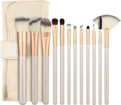 Professionele Make-up Kwastenset - 12 Delig - Beige-Goud