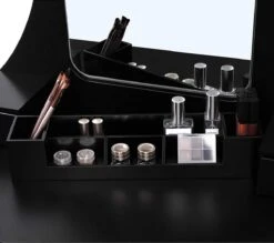 Merkloos Kaptafel, Kaptafel Met Grote Spiegel Zonder Frame, Toilettafel, Kaptafel, Voor Make-up, Gewatteerde Kruk, 5 Laden, Verplaatsbare Opbergdoos, Zwart RDT25BK 17 Merkloos Kaptafel, Kaptafel Met Grote Spiegel Zonder Frame, Toilettafel, Kaptafel, Voor Make-up, Gewatteerde Kruk, 5 Laden, Verplaatsbare Opbergdoos, Zwart RDT25BK -Cosmetica winkel 1200x1064 2