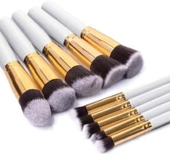 Evvie Set Van 10 Make-up Kwasten Kabuki - Wit-Goud -Cosmetica winkel 1200x1087 4