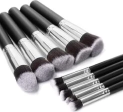 Evvie Set Van 10 Make-up Kwasten Kabuki - Zwart-Zilver 15 Evvie Set Van 10 Make-up Kwasten Kabuki - Zwart-Zilver -Cosmetica winkel 1200x1088 5