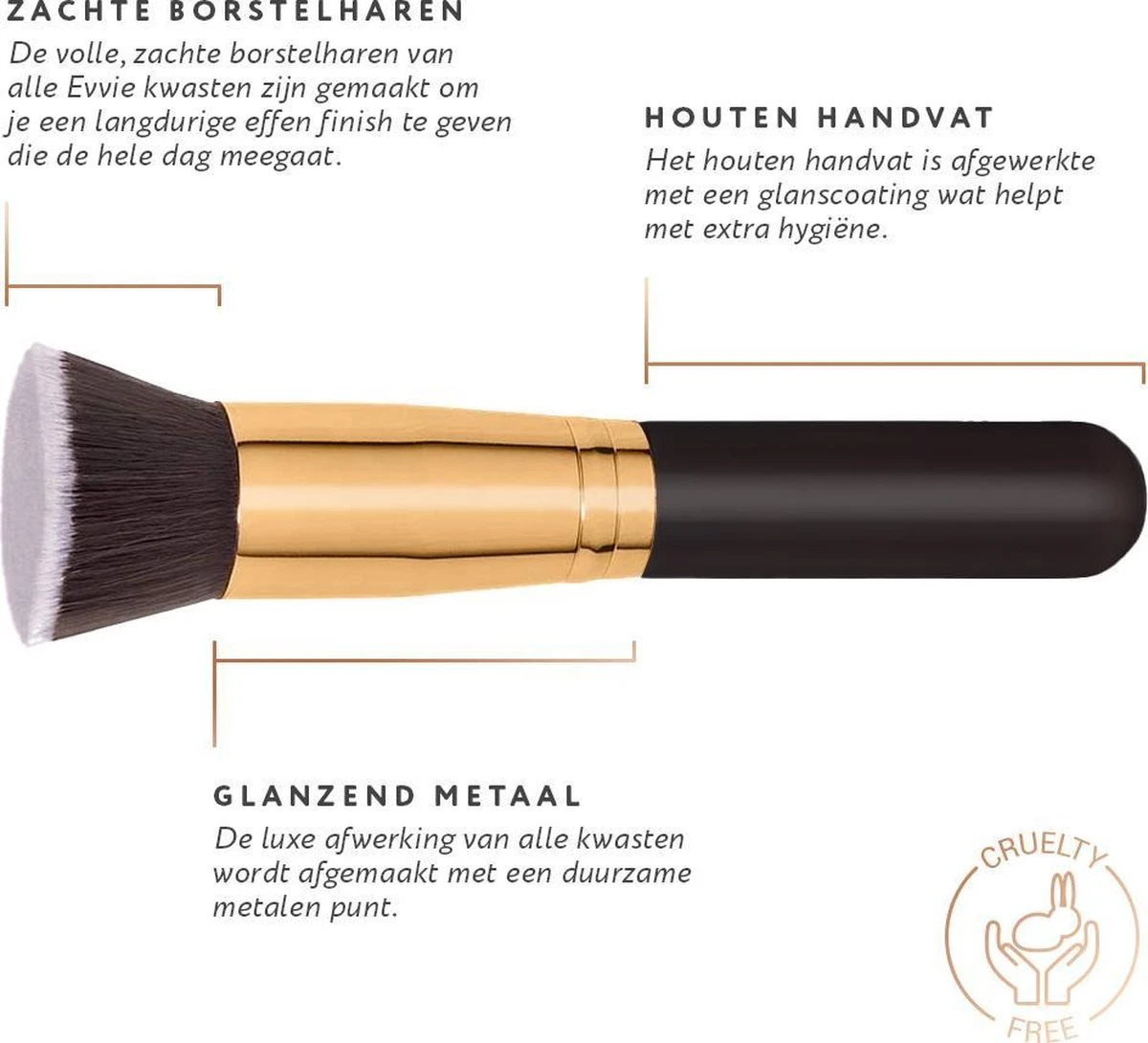 Evvie Set Van 10 Make-up Kwasten Kabuki In Etui Marble - Zwart-Goud 10 Evvie Set Van 10 Make-up Kwasten Kabuki In Etui Marble - Zwart-Goud - Afbeelding 10