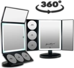 GROTE, Drieluik LED Make-up Spiegel Touch Knop En Dimmer 1, 3, 5 En 10 Maal Vergroting Inclusief Usb Kabel, Spiegels -Cosmetica winkel 1200x1096 1