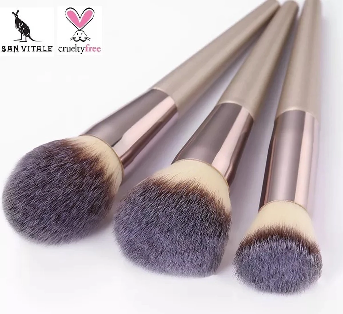 San Vitale® - Luxe Professionele Make Up Kwasten Set - Make Up Brush - Vegan Penselen - Inclusief Pouch - Make Up Pouch Met 10-delig Penselen Set - Champagne/goud 10 San Vitale® - Luxe Professionele Make Up Kwasten Set - Make Up Brush - Vegan Penselen - Inclusief Pouch - Make Up Pouch Met 10-delig Penselen Set - Champagne/goud - Afbeelding 10