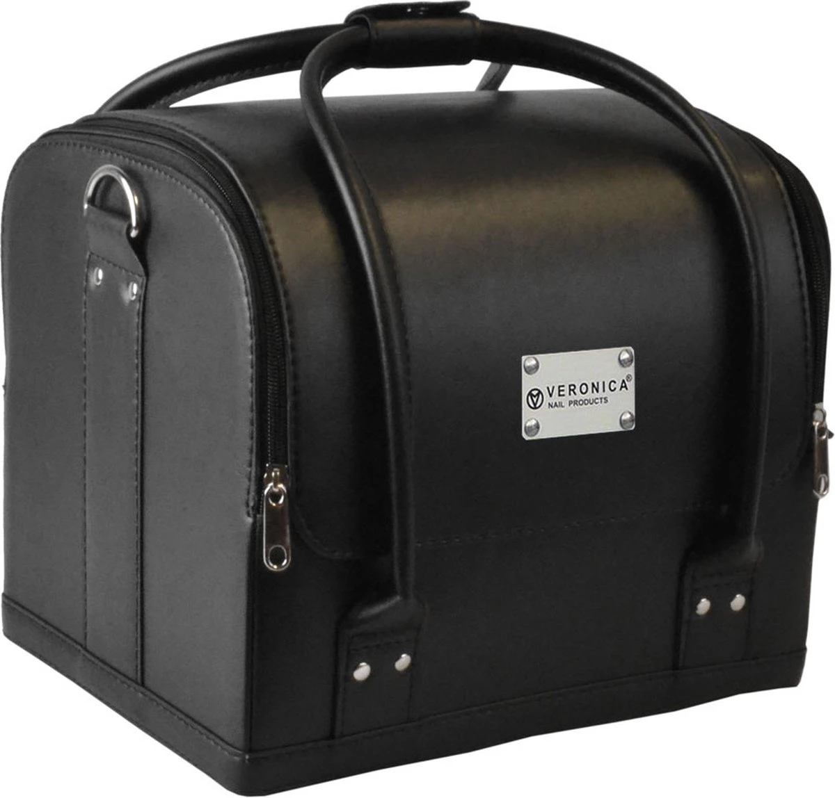 Praktische Handkoffer - Mat Zwart - Make-up, Nagel, Visagie Beautycase - Lichtgewicht - Met Draagriem 1 Praktische Handkoffer - Mat Zwart - Make-up, Nagel, Visagie Beautycase - Lichtgewicht - Met Draagriem