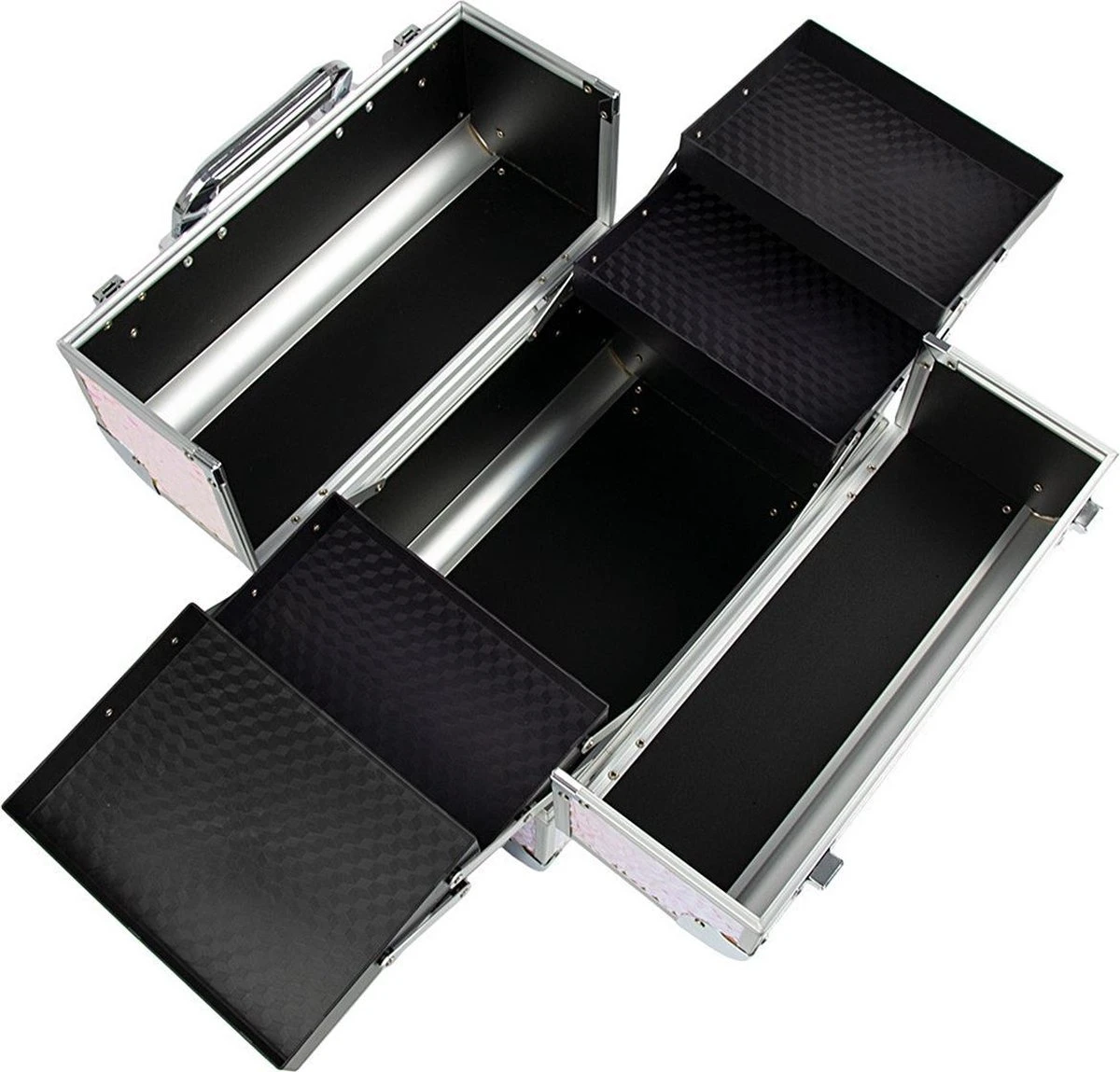 Aluminium Koffer Rosé Gold Met Opbergvakken 2 Aluminium Koffer Rosé Gold Met Opbergvakken - Afbeelding 2