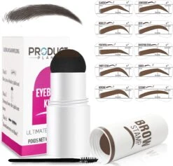 ProductPlanet Premium Wenkbrauw Stempel - Wenkbrauw Sjabloon - Wenkbrauwstempel - Brow Stamp - 10 Sjablonen - Borsteltje - Herbruikbaar - Waterdicht - Cadeau Voor Haar - Zwart