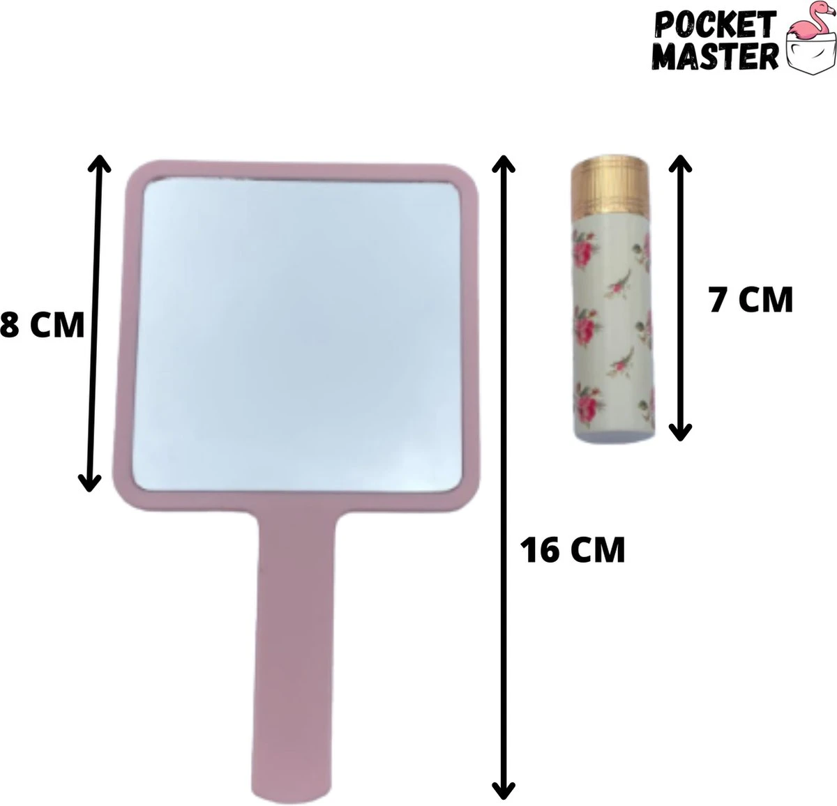PocketMaster® Make-Up Spiegel / Handspiegel Met Handvat - Licht Roze - Klein - Compact - Handzaam - 8,0 X 8,0 Cm Spiegeloppervlak 2 PocketMaster® Make-Up Spiegel / Handspiegel Met Handvat - Licht Roze - Klein - Compact - Handzaam - 8,0 X 8,0 Cm Spiegeloppervlak - Afbeelding 2