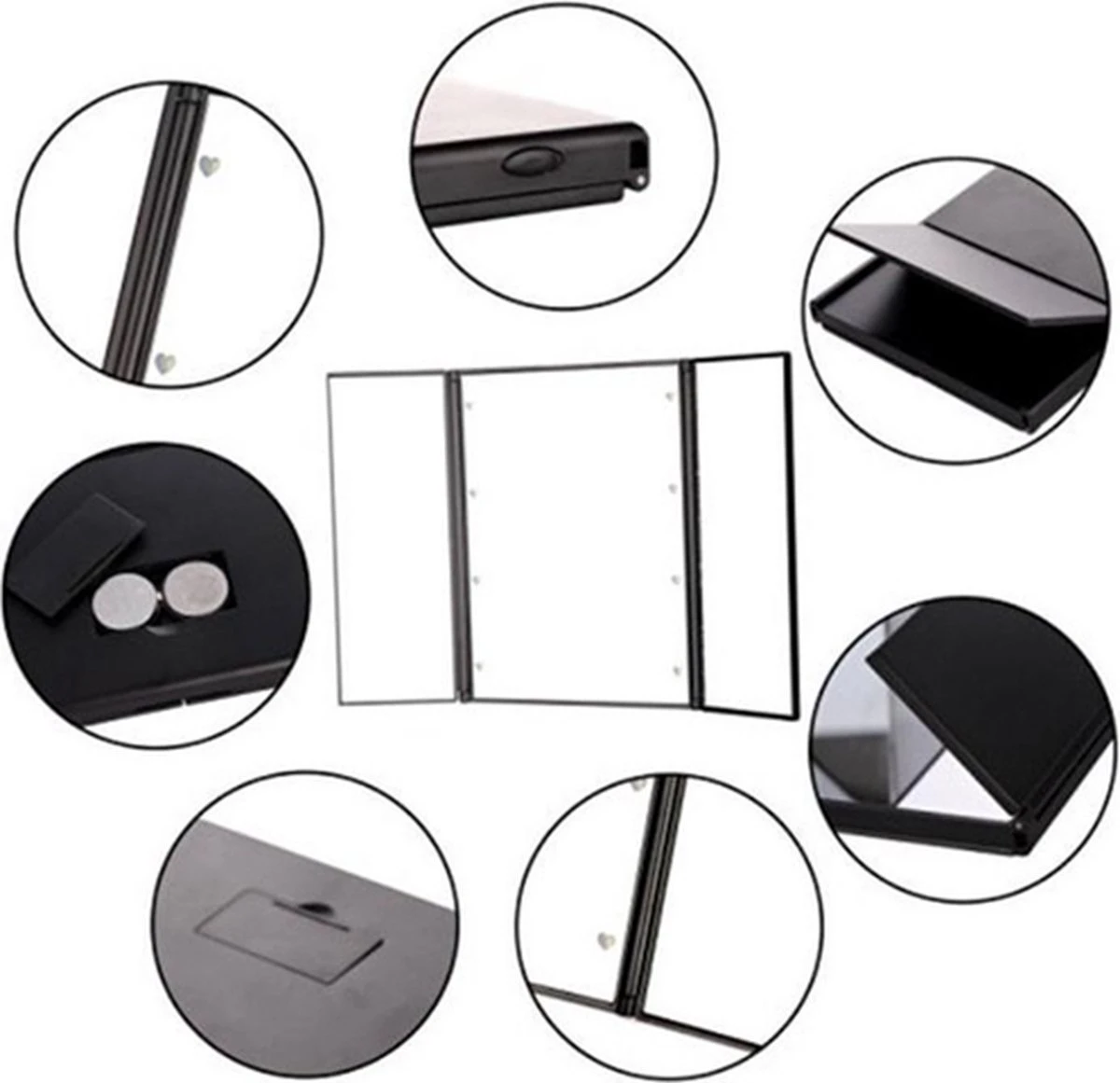 Spiegel Met LED Verlichting - Make-upspiegel - Zwart 4 Spiegel Met LED Verlichting - Make-upspiegel - Zwart - Afbeelding 4