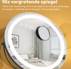 Great's® Make Up Spiegel Met LED Verlichting - ⌀ 40cm - Visagie Spiegel Rond - Extra Close Up Spiegeltje 10x - Zwart 13 Great's® Make Up Spiegel Met LED Verlichting - ⌀ 40cm - Visagie Spiegel Rond - Extra Close Up Spiegeltje 10x - Zwart -Cosmetica winkel 1200x1162 1