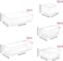 Aokyom Make-uporganizer, 18 Stuks, Kunststof Opbergdozen Voor Kantoor, Lades, Organizer, Lade-organizer, Doorzichtige Lade-inzet Voor Bureau, Keuken, Badkamer 11 Aokyom Make-uporganizer, 18 Stuks, Kunststof Opbergdozen Voor Kantoor, Lades, Organizer, Lade-organizer, Doorzichtige Lade-inzet Voor Bureau, Keuken, Badkamer -Cosmetica winkel 1200x1163 3