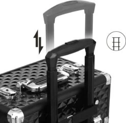 Merkloos Trolley, Make-up Koffer, Cosmetische Koffer, Voor Nageldesign, Make-up Organizer, Koffer Met Draagtas, Zwart JHZ04B -Cosmetica winkel 1200x1170 45