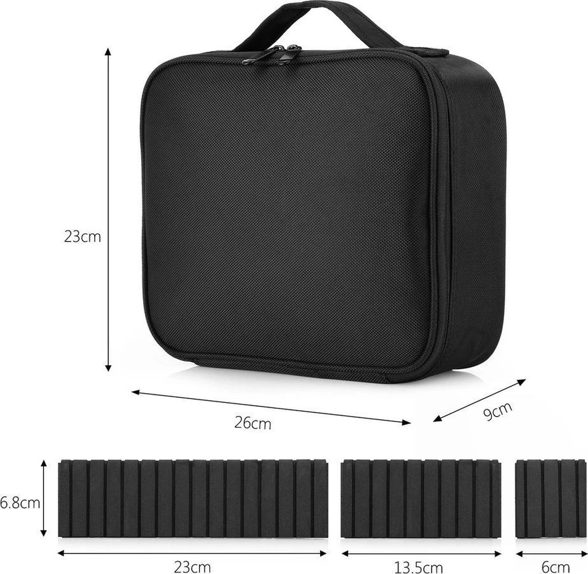 Cosmetica Koffer - Make-up Koffer Met Verstelbare Vakken - Visagie En Nagelstyliste Beauty Koffer - 26x23x9CM 4 Cosmetica Koffer - Make-up Koffer Met Verstelbare Vakken - Visagie En Nagelstyliste Beauty Koffer - 26x23x9CM - Afbeelding 4