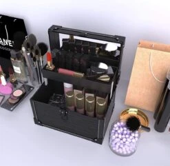 Make Up Koffer- Make Up Organizer- Beautycase -zwart -Make-upkoffer- Multifunctionele Koffer- Make-upkoffer- Sieradenkoffer- Kapperskoffer- Afneembare Schouderriem- Klassieke Zwarte Beautycase -Cosmetica winkel 1200x1171 6