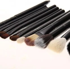 Evvie 12-delige Make-up Kwasten Set In Luxe Koker - Zwart -Cosmetica winkel 1200x1174 5