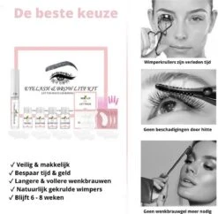 Merkloos Wimper & Wenkbrauw Lifting Set - Wimperlift - Wenkbrauwlift - Lashlift - Browlift - Proffesional Wimperlifting - Lash Lift - Wimperkit - Wenkbrauwkit - Permanent Gekrulde Wimpers - Lashes And Brows - Lash & Brow Kit -Cosmetica winkel 1200x1177 1