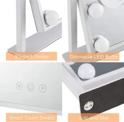 Bright Beauty Vanity Make Up Spiegel Met Verlichting - Zwart - Dimbaar Met Drie Lichtstanden -Cosmetica winkel 1200x1177 3