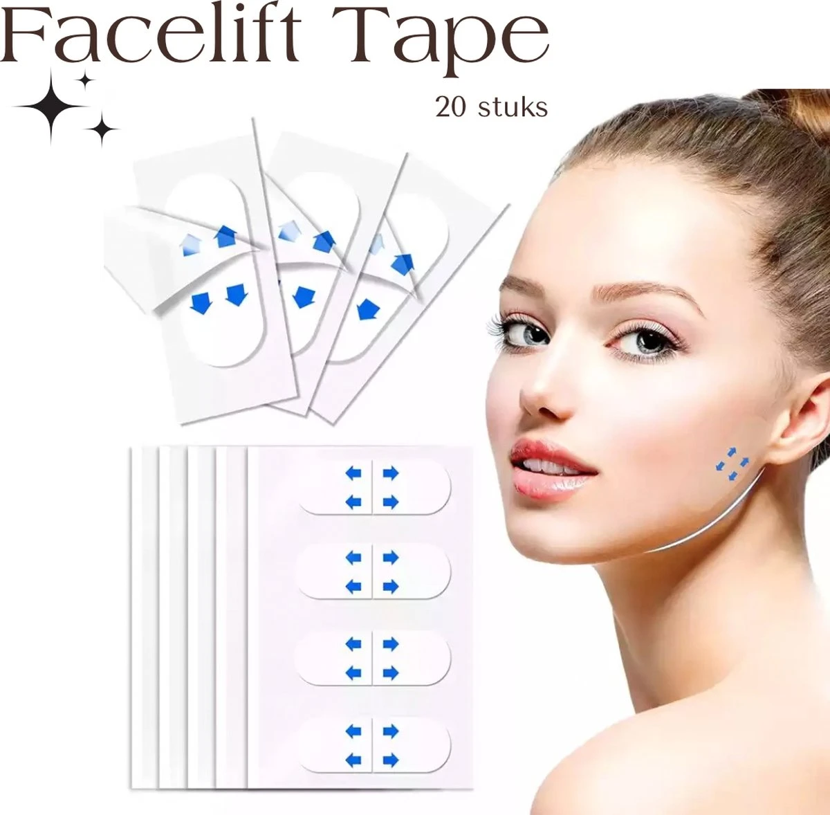 Face Lift Tape || 20 Stuks|| Face Tape || Transparant || 1 Face Lift Tape || 20 Stuks|| Face Tape || Transparant ||