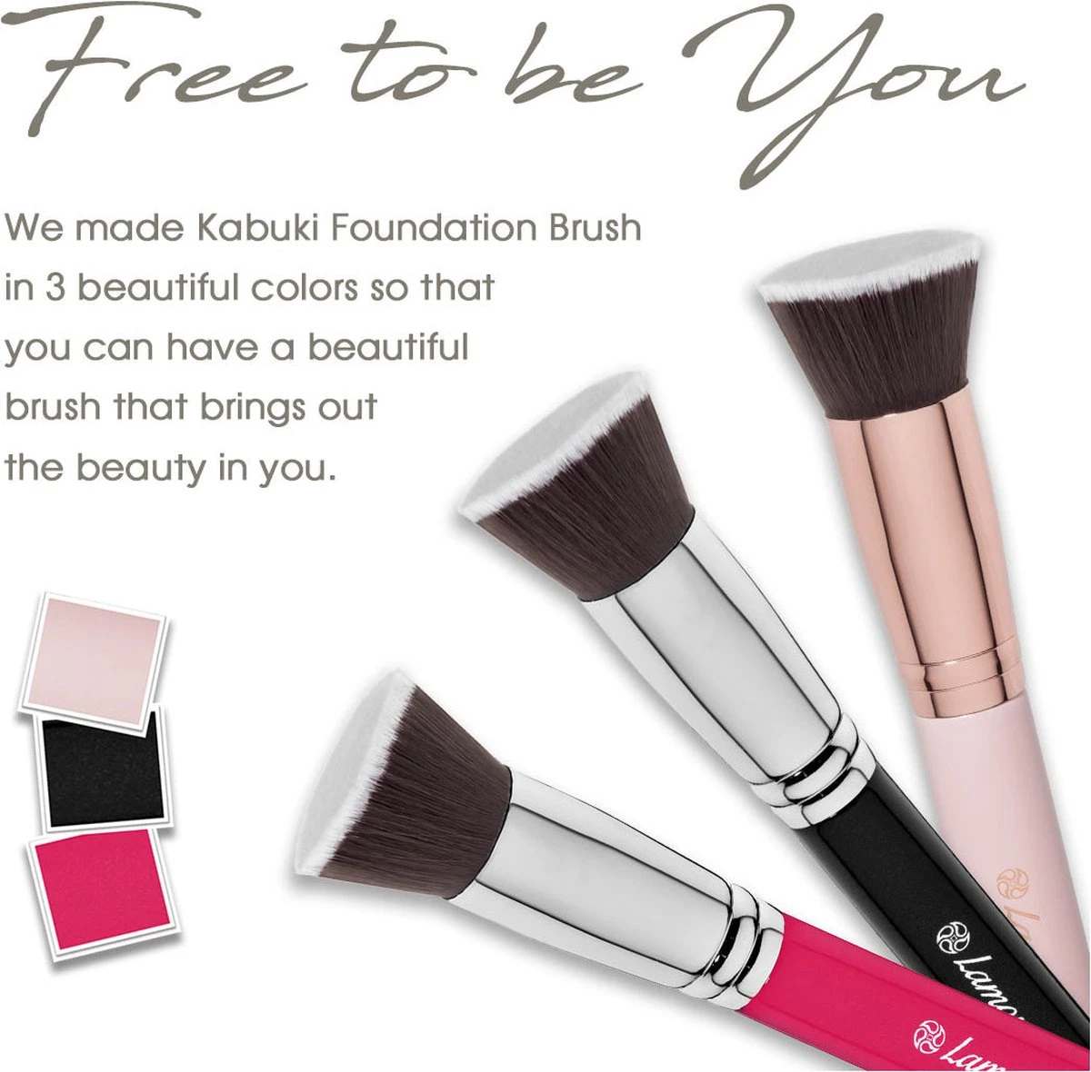 Foundation Borstel Roze - Lamora - Make-Up Kwast 4 Foundation Borstel Roze - Lamora - Make-Up Kwast - Afbeelding 4