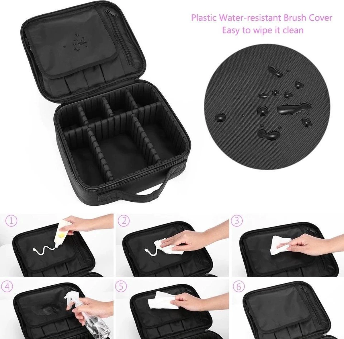 Cosmetica Koffer - Make-up Koffer Met Verstelbare Vakken - Visagie En Nagelstyliste Beauty Koffer - 26x23x9CM 16 Cosmetica Koffer - Make-up Koffer Met Verstelbare Vakken - Visagie En Nagelstyliste Beauty Koffer - 26x23x9CM - Afbeelding 16