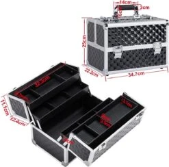 Make-upkoffer, Kapperskoffer, Cosmeticakoffer, Lege Nagelkoffer, Multikoffer, Afsluitbaar Voor Nageldesign/massageolie/fotoapparatuur, 34,7 X 22,2 X 25 Cm HMTM-YAHEE-411176 -Cosmetica winkel 1200x1185 10