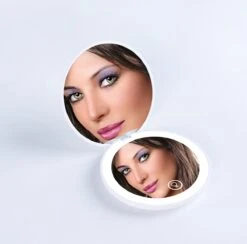 Led-verlichte Oplaadbare Compacte Make-up Spiegel Rond |1 X 2 X Vergroting | Make-upspiegel | Zakspiegel | Handspiegel | Reisspiegel | Dimbaar|als Cadeau | USB-lader | Rond | Zwart -Cosmetica winkel 1200x1186 3