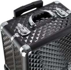 Dreamble Make-up Koffer - Make-up Trolley - Zwart - Rijdbaar - Met Wieltjes - Compact - 8 Vakken - Met Slot - 2 Sleutels -Cosmetica winkel 1200x1186 5