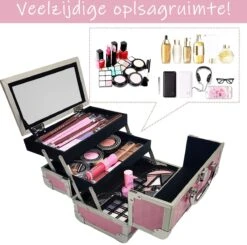 Make Up Koffer Meisjes En Dames Roze - Make Up Organizer Met Spiegel - Cosmetica Koffer - Beautycase Koffer -Cosmetica winkel 1200x1188 5