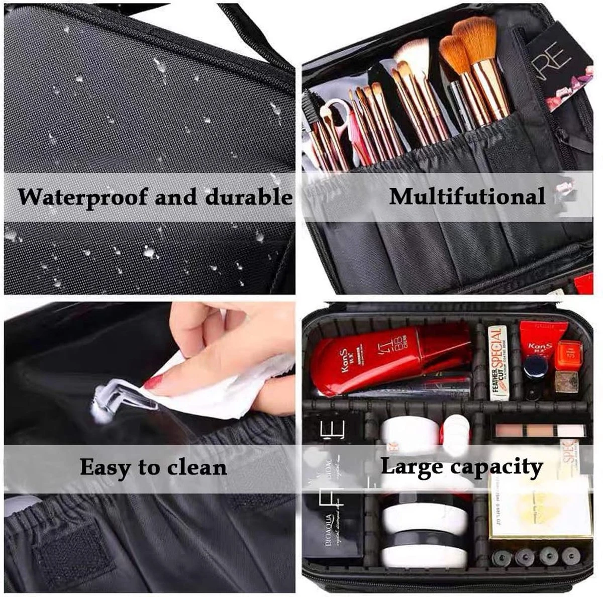 Merkloos Make-up Koffer - Cosmetica - Visagie Opbergtas - Beauty Organizer Met Verstelbare Vakken - 34x23x8CM - Zwart 2 Merkloos Make-up Koffer - Cosmetica - Visagie Opbergtas - Beauty Organizer Met Verstelbare Vakken - 34x23x8CM - Zwart - Afbeelding 2