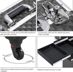 Monkey's Aluminium Kapperskoffer - Zwart - Beauty Case - Cosmeticakoffer - Make-upkoffer - Trolley - 360 Graden Wielen - 34 X 24 X 55.5 Cm -Cosmetica winkel 1200x1190 9