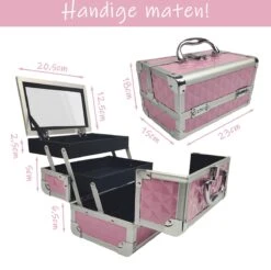 Make Up Koffer Meisjes En Dames Roze - Make Up Organizer Met Spiegel - Cosmetica Koffer - Beautycase Koffer -Cosmetica winkel 1200x1193 5
