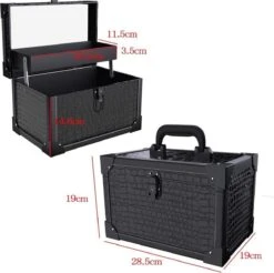 Make Up Koffer- Make Up Organizer- Beautycase -zwart -Make-upkoffer- Multifunctionele Koffer- Make-upkoffer- Sieradenkoffer- Kapperskoffer- Afneembare Schouderriem- Klassieke Zwarte Beautycase -Cosmetica winkel 1200x1196 15