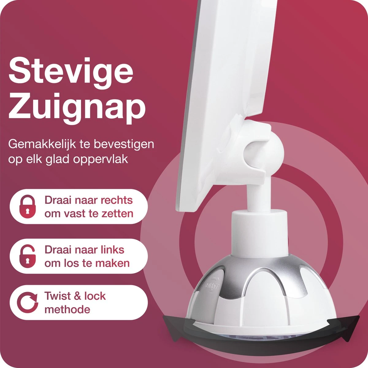 Innovision Make Up Spiegel Met Verlichting En Zuignap - 360° Verstelbaar - 10x Vergroot 4 Innovision Make Up Spiegel Met Verlichting En Zuignap - 360° Verstelbaar - 10x Vergroot - Afbeelding 4