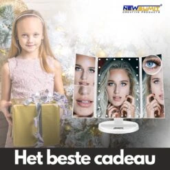 Make-Up Spiegel Met LED Verlichting - Zwart - Vergrootspiegels - Cosmetica/ Visagie Spiegel - 180° Draaibaar - Werkt Op AAA Batterijen én USB - Inclusief USB Kabel -Cosmetica winkel 1200x1200 1014