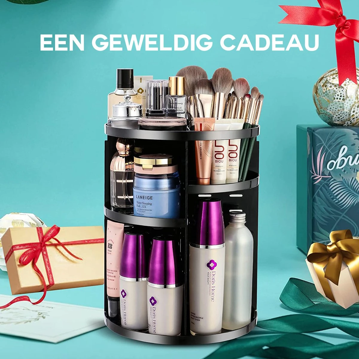 ESSIBLE Make-Up Organizer - 360° Roterend - Opbergbox - Opbergdoos Cosmetica - Sieradendoos - Nagellak - Lippenstift - Zwart 3 ESSIBLE Make-Up Organizer - 360° Roterend - Opbergbox - Opbergdoos Cosmetica - Sieradendoos - Nagellak - Lippenstift - Zwart - Afbeelding 3